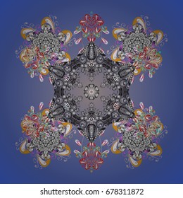 Vector illustration. Vector snowflakes pattern. Vector cute snowflakes on colorful background.