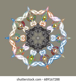 Vector illustration. Vector snowflakes pattern. Vector cute snowflakes on colorful background.