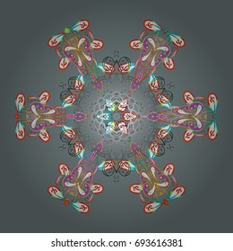 Vector illustration. Vector snowflakes pattern. Vector cute snowflakes on colorful background.