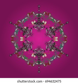 Vector illustration. Vector snowflakes pattern. Vector cute snowflakes on colorful background.