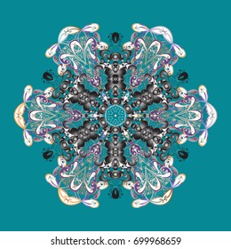 Vector illustration. Vector snowflakes pattern. Vector cute snowflakes on blue background.