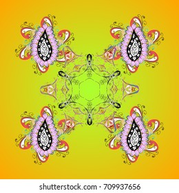 Vector illustration. Vector snowflakes pattern. Vector cute snowflakes on colorful background.