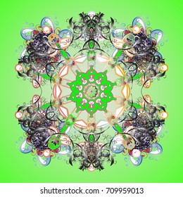 Vector illustration. Vector snowflakes pattern. Vector cute snowflakes on colorful background.