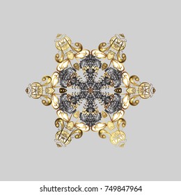 Vector illustration. Snowflakes pattern. Flat design of snowflakes isolated on colorful background. Snowflakes background. Snowflake ornamental pattern.