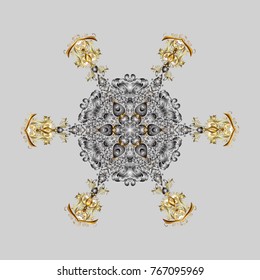 Vector illustration. Snowflakes pattern. Flat design with abstract snowflakes isolated on background. Snowflakes background. Snowflake ornamental pattern.