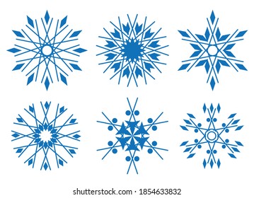 Ilustración vectorial del juego de copos de nieve