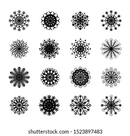 Vector illustration of snowflakes set on a white background