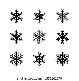 Vector illustration of snowflakes set on a white background