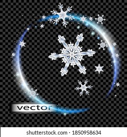 Vector illustration snowflakes snow decor luminous refreshing effect on transparent background for Christmas holiday
