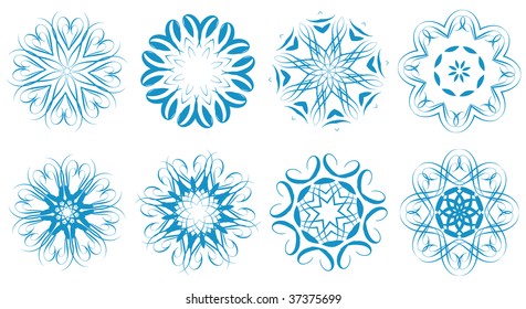 Vector illustration of  snowflakes  and stars set  for your Christmas design