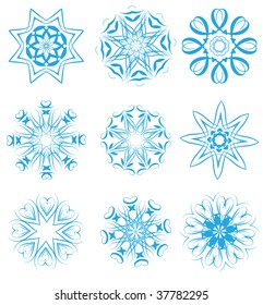 Vector illustration of  snowflakes  and stars set  for your Christmas design