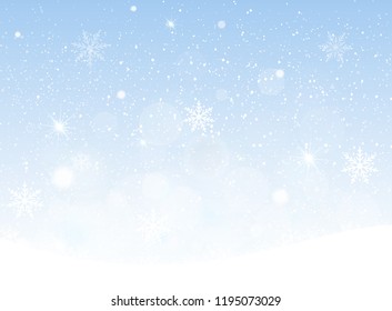 Vector illustration of snowing sky, Christmas snowflakes background.