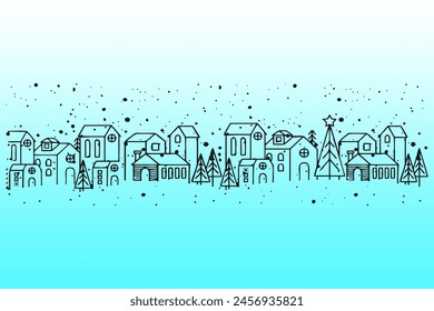 Vector illustration of snowing urban winter icon, cold city icon, snowing urban wallpaper.