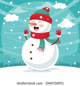 Vector Illustration Of Snowman