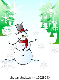 vector illustration of a snowman