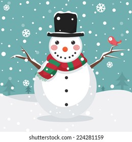 Vector Illustration Of A Snowman