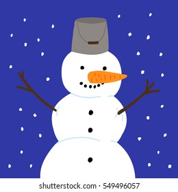 Vector illustration with snowman. 
