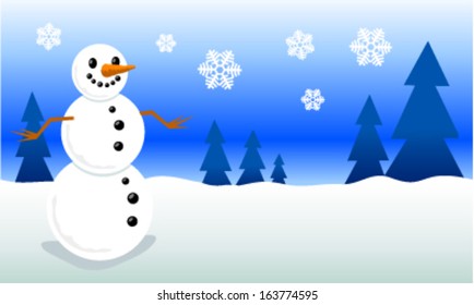 vector illustration snowman background