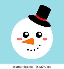 Vector illustration of a snowman in a black top hat	