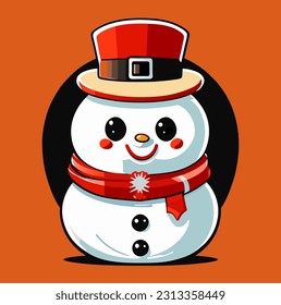 vector illustration of snowman cartoon