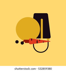 Vector illustration of Snowman head with carrot and bucket