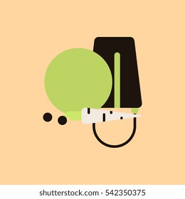 Vector illustration of Snowman head with carrot and bucket