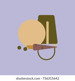 Vector illustration of Snowman head with carrot and bucket