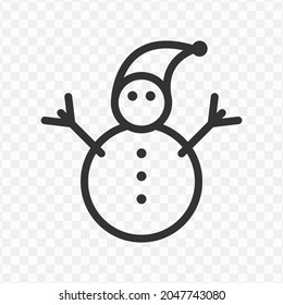 Vector illustration of Snowman icon in dark color and transparent background(png).