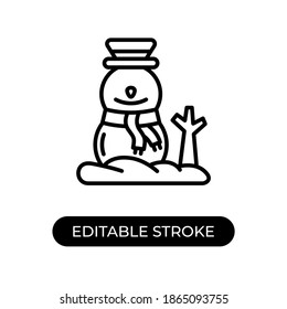 Vector illustration snowman icon or logo black color with line design style