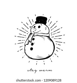 Vector illustration - Snowman isolated on white background