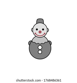 Ilustración vectorial del muñeco de nieve aislado en fondo blanco