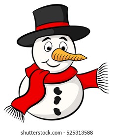 vector illustration of a snowman isolated on white background