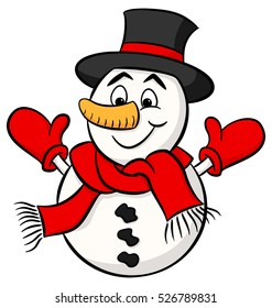 vector illustration of a snowman isolated on white background