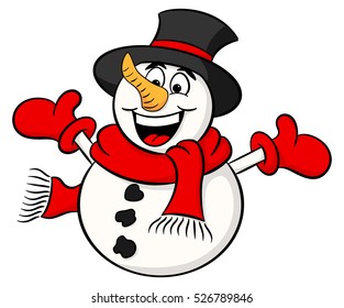 vector illustration of a snowman isolated on white background