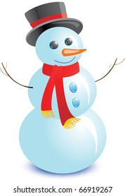 vector illustration of a snowman isolated on white