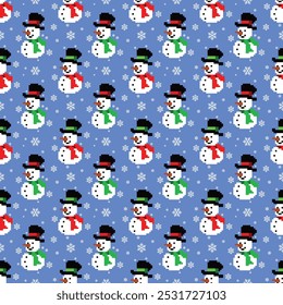 Vector illustration of snowman pattern, Christmas, Christmas wallpaper pattern, curtains, embroidery, seamless background, snow and various Christmas prints. High resolution.
