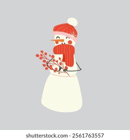 Vector illustration of a snowman. Perfect for holiday projects, greeting cards, and seasonal decorations, this charming snowman brings warmth and joy to any creative work