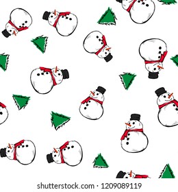 Vector illustration - Snowman seamless pattern