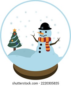 Vector illustration of a snowman snow globe