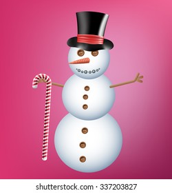 Vector illustration of snowman. Three snowballs