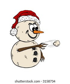 vector illustration of a snowman throwing a snowball
