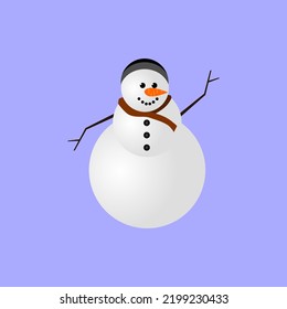 Vector illustration of a snowman waving his hand to passerby