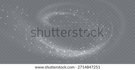 Vector illustration. Snowstorm swirl banner with big round snowflakes. Isolated on transparent background. 