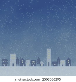 Vector illustration of a snowy cityscape