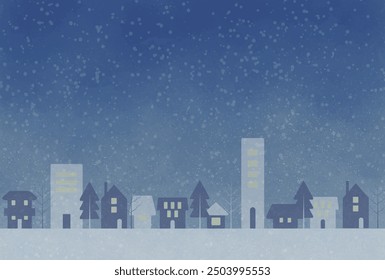 Ilustración vectorial de un paisaje urbano nevado