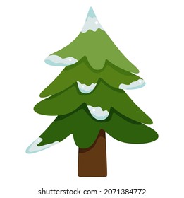 vector illustration of snowy fir tree , winter theme