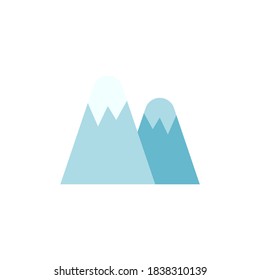 Vector illustration of snowy mountain isolated on white background. Peak concept icon