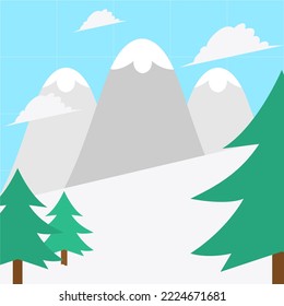 
Vektorgrafik der schneebedeckten Bergkulisse, geeignet für Winterhintergrund