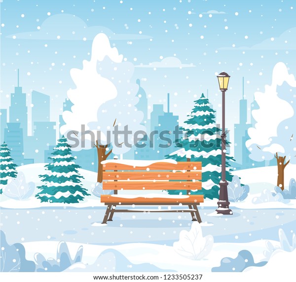 Download Vector Illustration Snowy Winter City Park Stock Vector ...