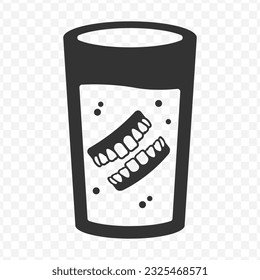 Vector illustration of soak dentures icon in dark color and transparent background(PNG).